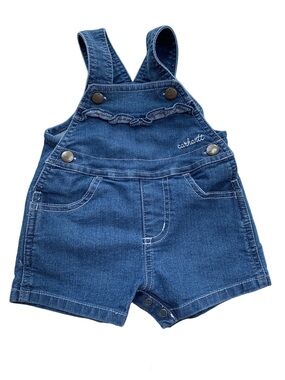 Carhartt Size 9 Months Denim Ruffled Short Overalls Shortalls Romper